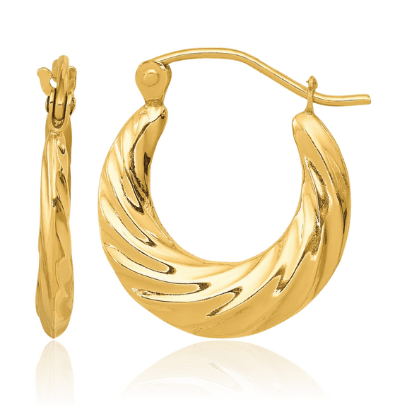 10K Solid Yellow Gold Round Small Hoop Earrings
