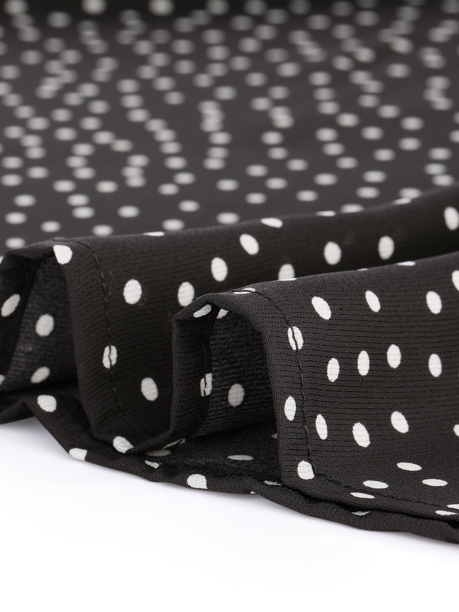 Unique Bargains Women's Plus Size Dots Heart Smocked Short Sleeve Blouse 1X Black