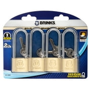 Brinks Solid Brass 40mm Keyed Padlock with 2 1/2in Shackle, 4 pack