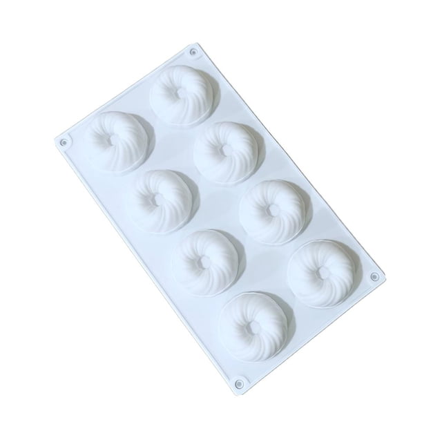Inteprter Molde de pastel de silicona en de 8 cavidades Molde de rosquillas de bricolaje resistente al calor Antiadherente Fácil de mover Molde Utensilios de cocina Inteprter HA022157-00