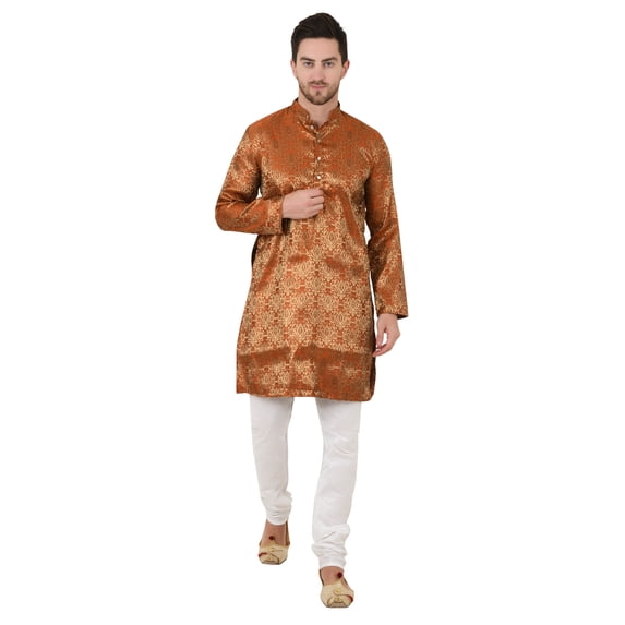 eloria Men's Tunic Jacquard Kurta Pajama Indian Traditional Suit Wedding Party Dress Set Party Wear Apparel
