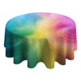 thumbnail image 4 of Rainbow Tie Dye Swirl Pattern Round Tablecloth 60"x60",Wrinkle Wipeable Table Cloth for Kitchen Dining Room Picnic Patio Party, 4 of 6