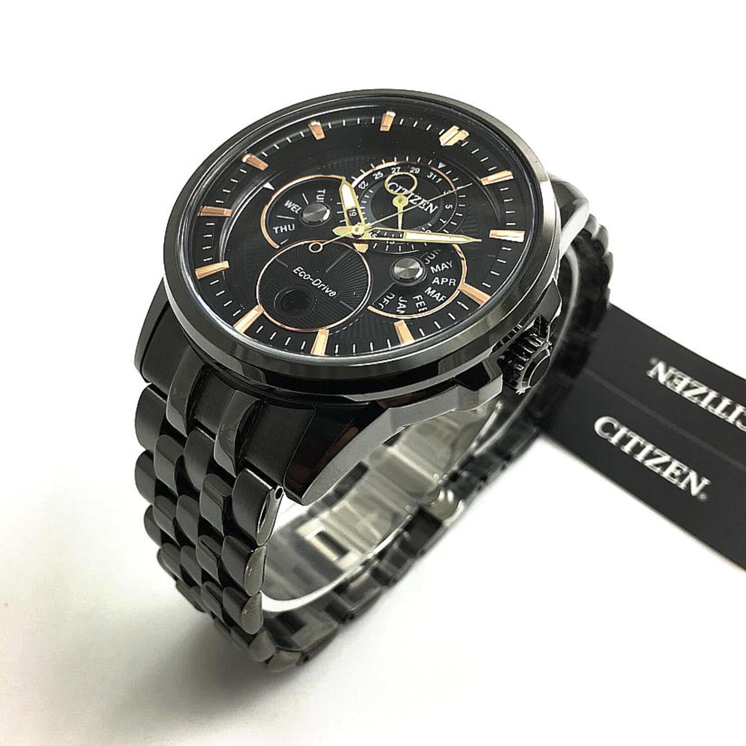 Citizen BU0057-54E Men's Calendrier Black Steel Bracelet Watch