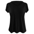 thumbnail image 5 of USSUMA Womens Blouses Tops Dressy Solid Color Tops for Women Casual Summer V Neck Plus Size Tunic Women's Short Sleeve Cute Petal Sleeve Loose T-Shirts Trendy, 5 of 7