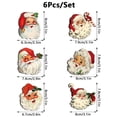 thumbnail image 3 of 6 Pack, Vintage Santa Claus Wooden Hanging Signs with Jute Twine, Retro Christmas Tree Ornaments, Rustic Farmhouse Wall Decor for Living Room Fireplace Mantel, Holiday Decorations, 3 of 7