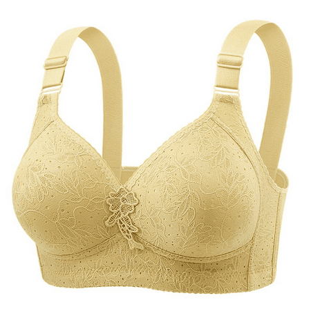 Fulorrnie Bras for Women Plus Size No Underwire Lift Supportive Back Fat Smoothing Full Figure Balconette Comfort Bra Light Yellow 46