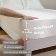 thumbnail image 4 of MR&HM Satin Fitted Sheet Queen Size, Silky Bottom Sheet with Elastic Corner Straps, Deep Pocket up to 15 Inches, No More Slipping Off for Mattress - 1 Fitted Sheet Only (Ivory), 4 of 6