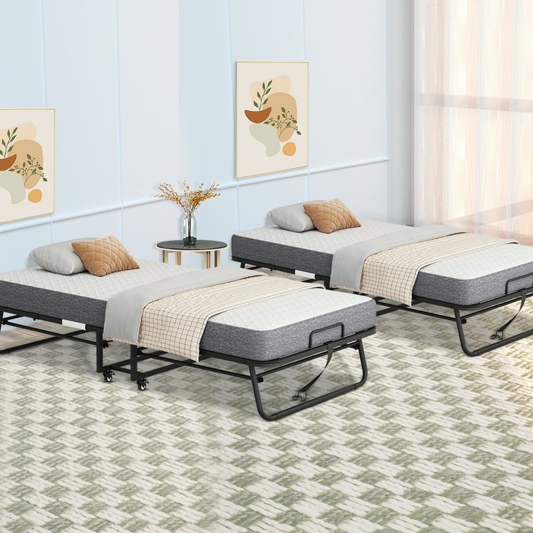 Single Bed Frame Foldable Cot For Adults Folding Bed With Mattress