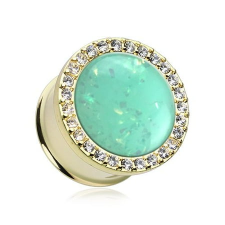 

Golden Mint Opal Elegance Multi-Gem Ear Gauge Plug