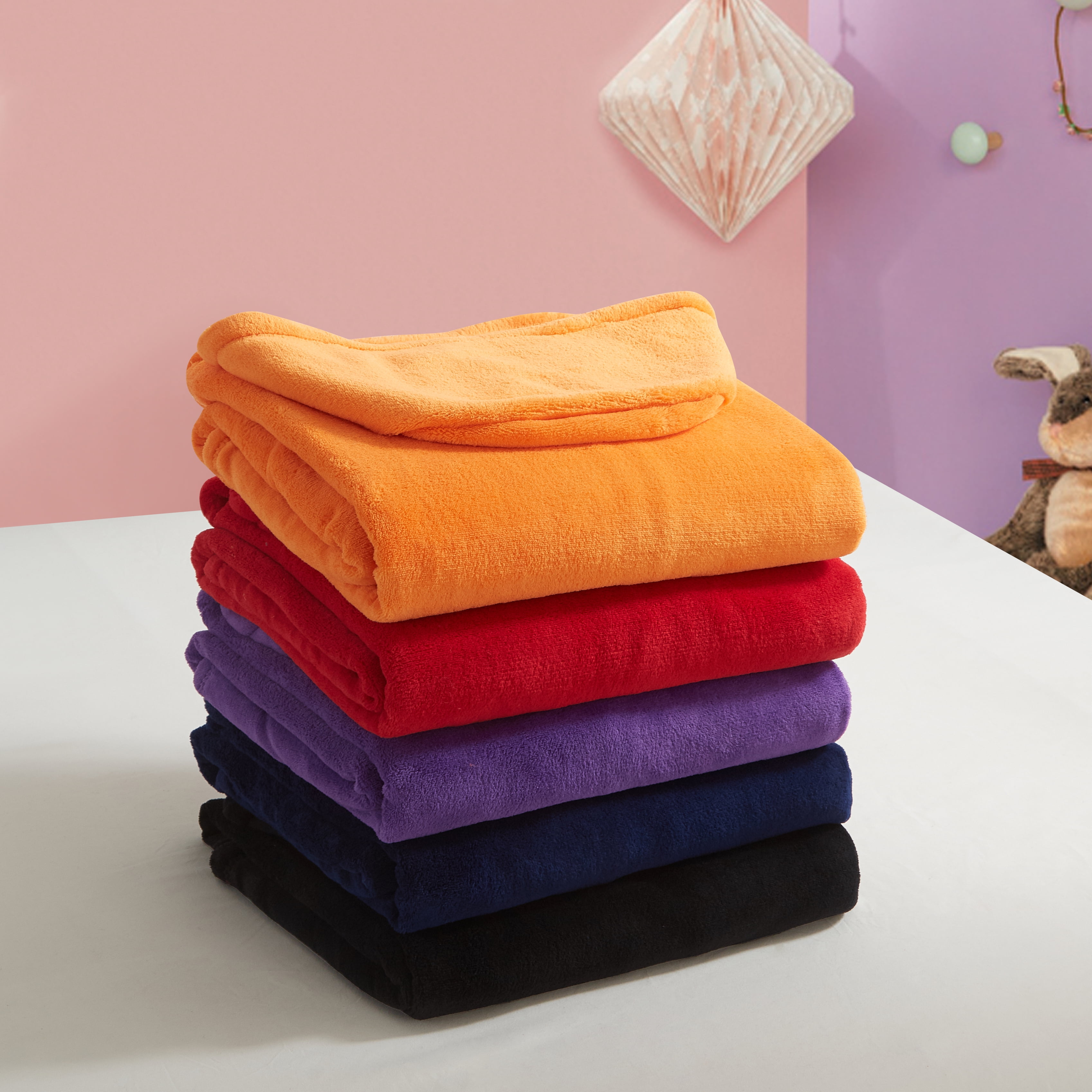 Pop Shop University Plush Hooded Throw Blanket with Pockets, Orange, Standard Throw