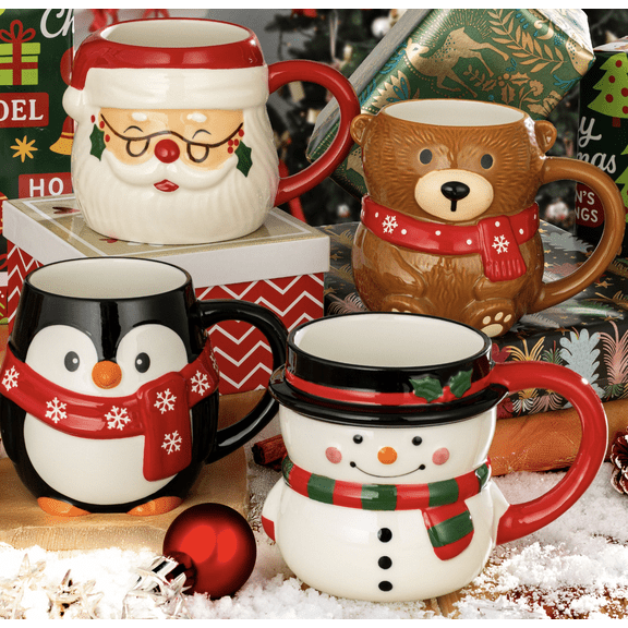 Signature Housewares Christmas Mugs, 4-Pack
