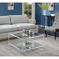 thumbnail image 3 of Pemberly Row Square Coffee Table in Clear Glass with Chrome Metal Frame, 3 of 4