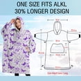 thumbnail image 4 of Oversized Wearable Blanket Hoodie,White Purple Butterfly Flower Pattern Sherpa Blanket Hoodie with Super Pockets,Super Warm Fuzzy Pullover for Women & Men, 4 of 6