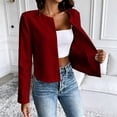 thumbnail image 1 of Admvng Women's Cropped Blazer Open Front Long Sleeve Slim Casual Short Jacket, 1 of 7