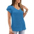 thumbnail image 2 of Womens Tops Round Neck Loose Sweater European and New Knitted Long Sleeved Sweater V-neck Sweater Summer Blouses Blue XL, 2 of 3
