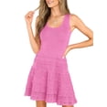 thumbnail image 2 of Womens Sleeveless Casual Crewneck Knitted Crochet Hem Flowy Tank Mini Dresses, 2 of 6