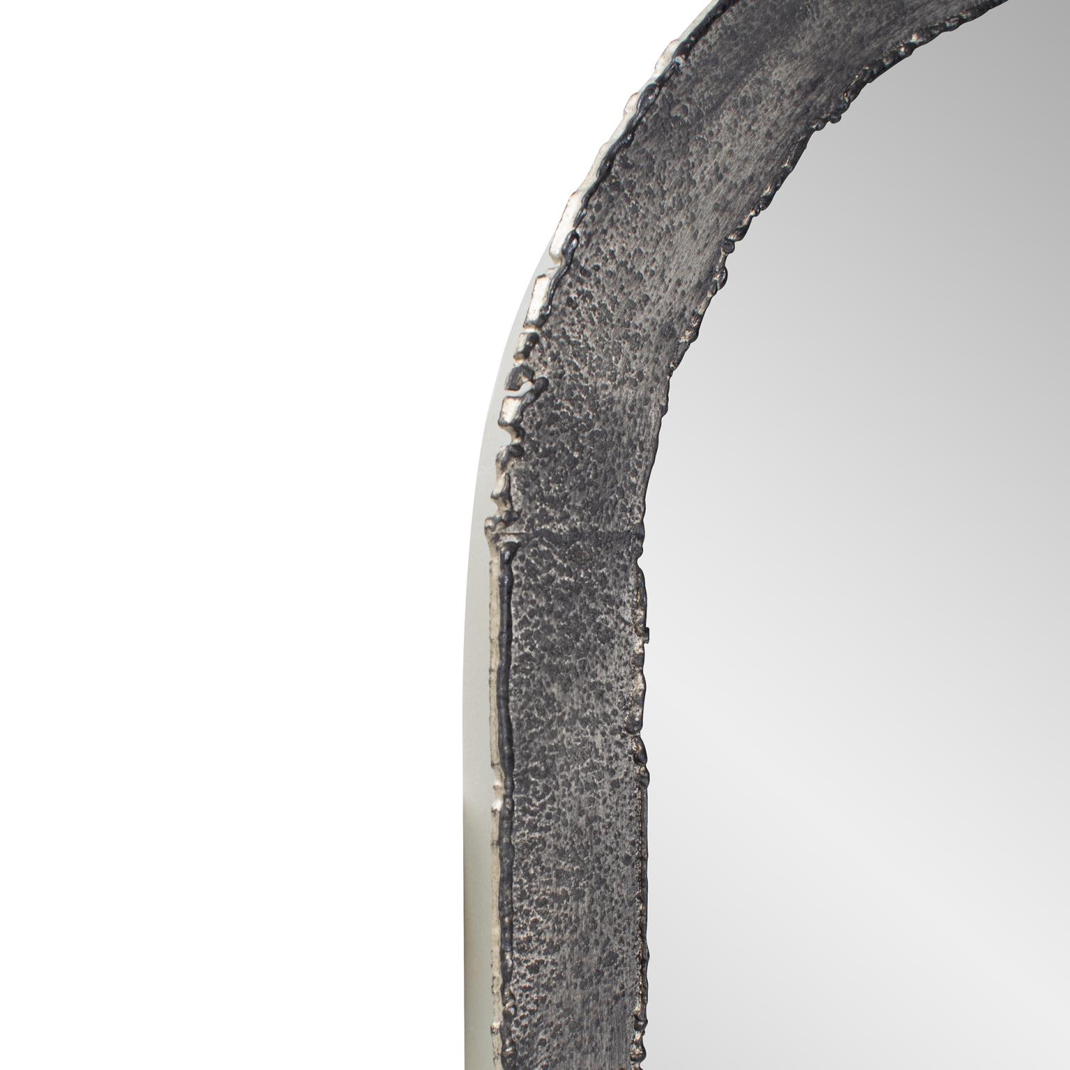 Tyler Dillon Arched Wall Mirror with Industrial Metal Frame 42"W x 36"H