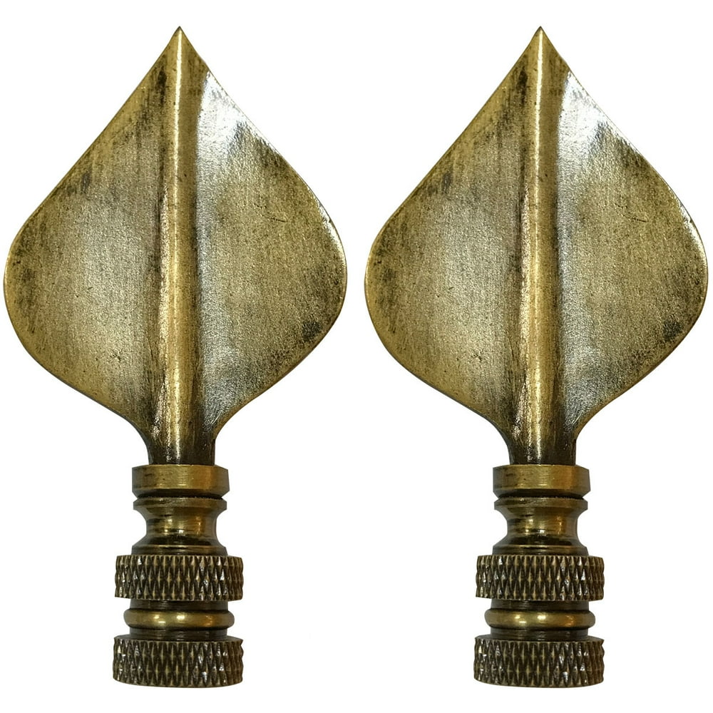 Royal Designs Spade Leaf Lamp Finial for Lamp Shade Antique Brass Set