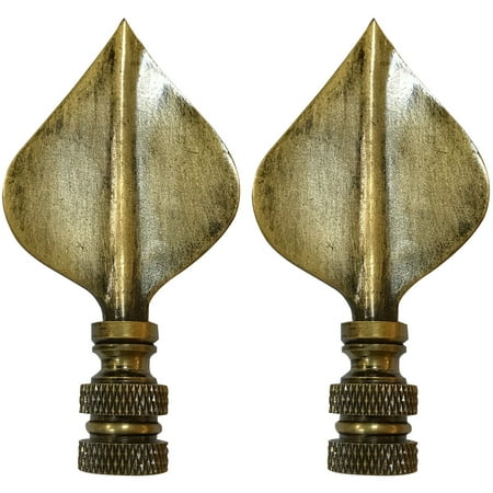 Royal Designs Spade Leaf Lamp Finial For Shade Antique Brass Royal Designs Spade Leaf Lamp Finial For Shade Antique Brass Set Of 2