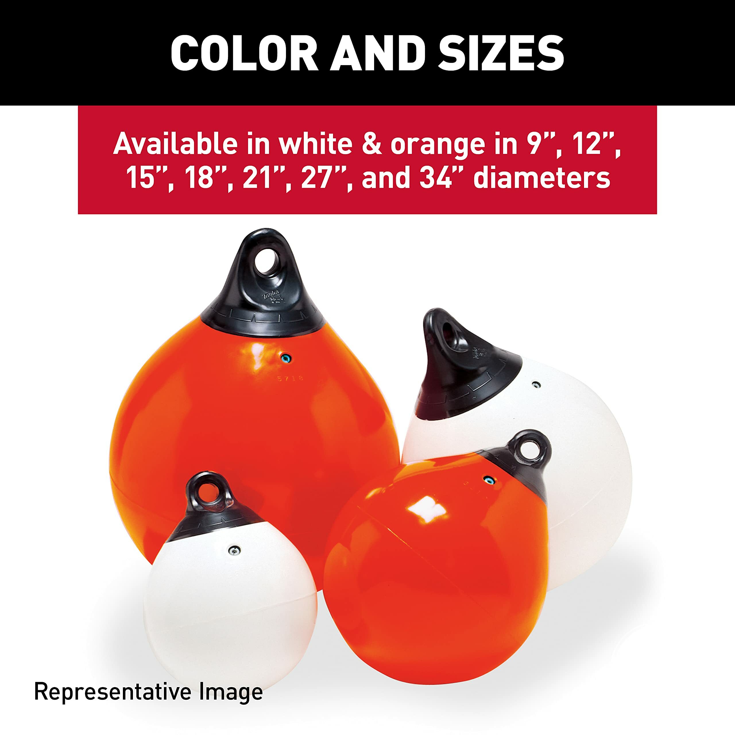 Taylor Made 12" Tuff End™ Inflatable Vinyl Buoy - Orange - image 4 of 7