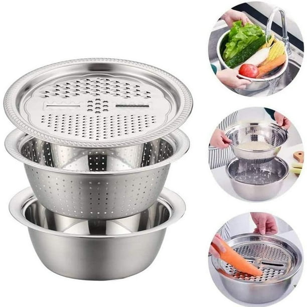 Rallador De Queso Espesado De Acero Inoxidable, 3 Uds., Para Lavar Verduras, Lavar Arroz, Olla Caliente
