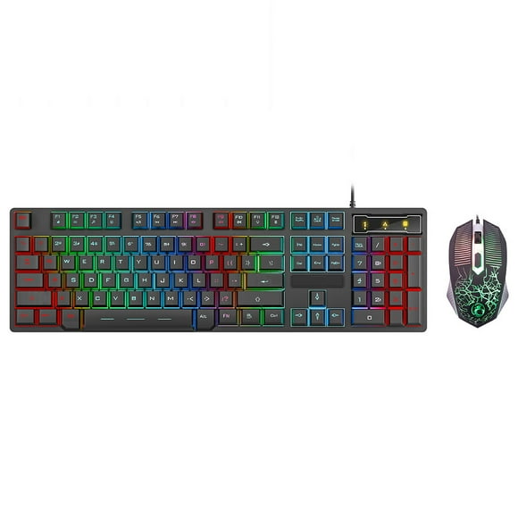 axGear Wired Gaming Keyboard and Mouse Combo Ergonomic Design USB Color Backlight