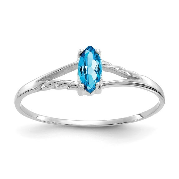 10K White Gold Ring Band with Stones (12) December Swiss Blue Topaz Marquise
