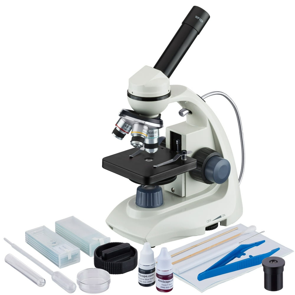 AmScope 40X1000X LED Portable Compound Microscope with Slide