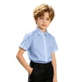 thumbnail image 2 of HCYSFG Uniform Shirts For Girls Peter Pan Collar Short Sleeve Button Down Solid Color Student Blouse Back To School Style Top, 2 of 7