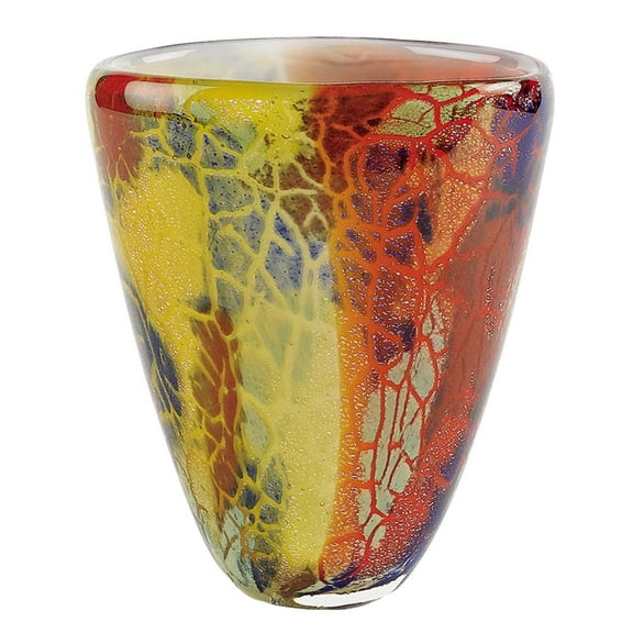 8" MultiColor Art Glass Oval Vase
