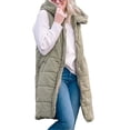 thumbnail image 3 of Fall Winter Women Stand Collar Solid Color Sleeveless Casual Hooded Vest Coat, 3 of 6