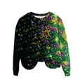 thumbnail image 5 of Uootdi Mardi Gras Long Sleeve Shirts for Women Crew Neck Carnival Casual Loose Sweatshirts Mask Graphic Holiday Blouse Outfit Gift, 5 of 6