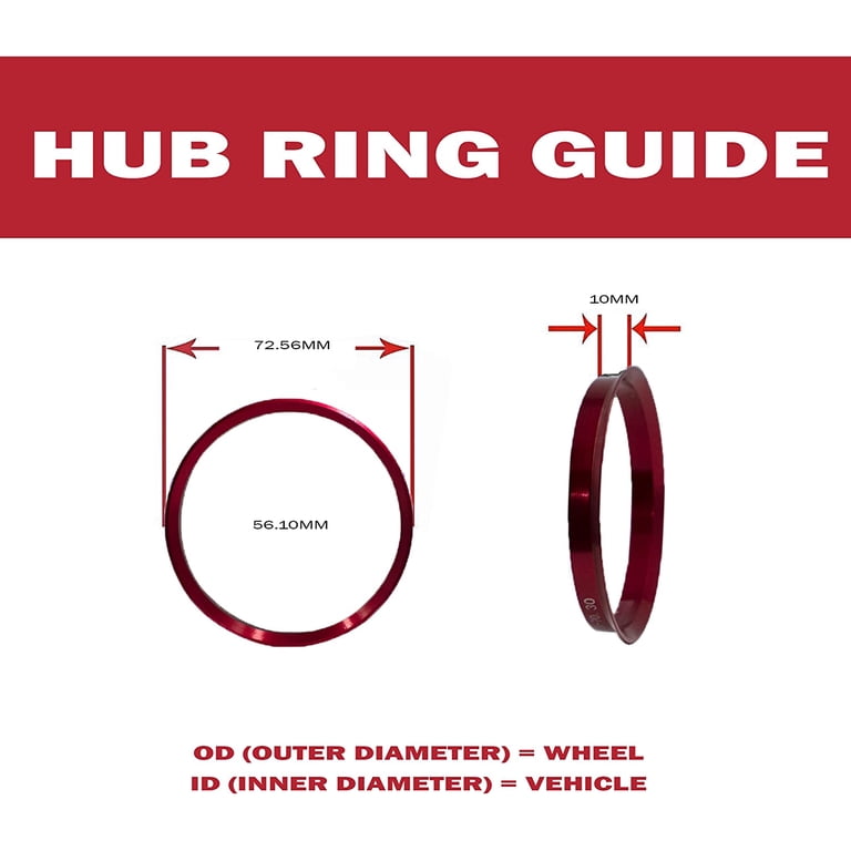 Set Of 4 Polycarbonate Hub Centric Rings – 74mm OD, 56.1mm ID – HubCentric