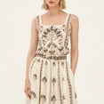 thumbnail image 3 of Women's Floral Two Piece Skirt Set, Ruffle Trim Sleeveless Top and Maxi Skirt, 3 of 7