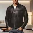 thumbnail image 2 of Men's Casual Leather Jacket Stylish Outerwear With Double Pockets Comfortable Everyday Wear Versatile Durable All Seasons Fashion, 2 of 4