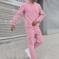 thumbnail image 2 of Men's Hoodies Solid Color Tracksuit Sweatsuit Sweatshirt and Sweatpant for Men 2 Piece Sets Pullover Sweater,Pink,3XL, 2 of 8
