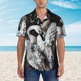 thumbnail image 4 of Balery Elegant Swans Black Background Print Men's Hawaiian Shirts Short Sleeve Beach Shirt Relaxed Fit Vacation Button Down Shirts-3X-Large, 4 of 9