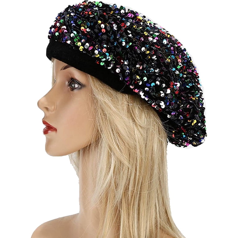 Bling Beret Hats for Women Sequin Paris Artist Cap  display picture 1