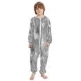 thumbnail image 2 of Soft Big Kids Onesie Pajamas Cozy Loose-Fit Jumpsuits for kids with Pockets for Christmas Lounge & Play Silver Metal Flower Pattern, 2 of 8