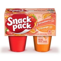 Snack Pack Strawberry and Orange Flavored Juicy Gels, 3.25 oz Snack Cups, 4 Count