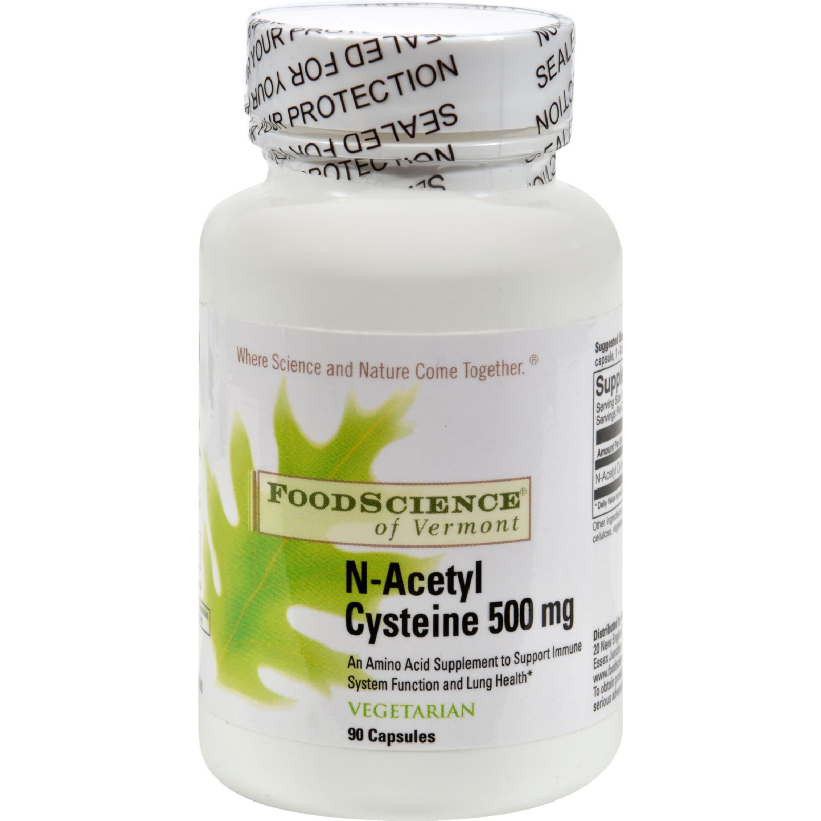 Foodscience Of Vermont N-Acetyl Cysteine - 500 Mg - 90 Vegetarian Capsules