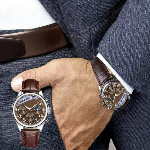 Reloj de Negocios para Hombre, Elegante Diseño Deportivo de Cuarzo, Correa de Piel Suave, Estilo Informal para Exteriores, Versátil para El Trabajo o La Aventura, Regalo Perfecto para Cualquier Ocasi