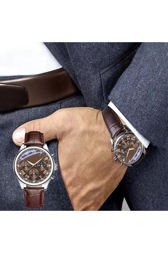 Under $5 Men's Quartz Watch, Business Casual Timepiece with Leather Strap, Sports Outdoor Wristwatch for Daily Wear, Mens Watch for Formal Casual Occasions