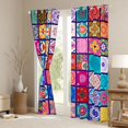 thumbnail image 3 of Erosebridal Colorful Mandala Black Out Curtains for Girls, Bohemian Blossoms Curtains Pack of 2 (42x63 Each), 3 of 6