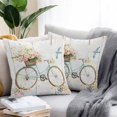 thumbnail image 2 of Waterproof Throw Pillow Covers Set of 2, 26x26 Inch Vintage Floral Bicycle Decorative Pillowcases Outdoor Pillow Slip Cushion Covers Set for Couch Tent Spring Farmhouse Bird Wood, 2 of 7