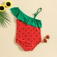 aDJFDGT Baby Swimsuit Girl 69 Months Summer Toddler Girls Ruffles 1 Piece Swimwear Cartoon