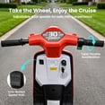 thumbnail image 5 of Track Seven 24V Kids Electric Motorcycle, 250W Brushless Motor Ride-on Scooter Moped for Boys Girls Ages 8+, 12" Pneumatic Tires, Bluetooth, Max 10 Mph, Bonus Storage Cover, Red, 5 of 10