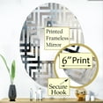thumbnail image 3 of Designart "Grey composition Reflections II" Abstract Collages Maze Round Wall Mirror - Abstract Oval Printed Decorative Mirror - Multiple Color Options, 3 of 5