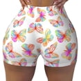 thumbnail image 2 of Rateoe colored butterflies Printed Power Workout Shorts for Women Tummy Control Squat Proof Ribbed Thick Seamless Scrunch Active Short-Small, 2 of 8