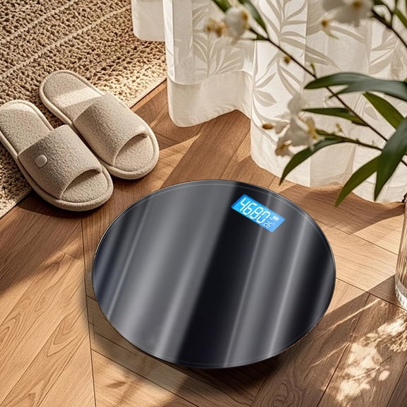 Digital Bathroom Scale USB Rechargeable Glass Body Weight Scale with Temperature Display, 180kg Capacity